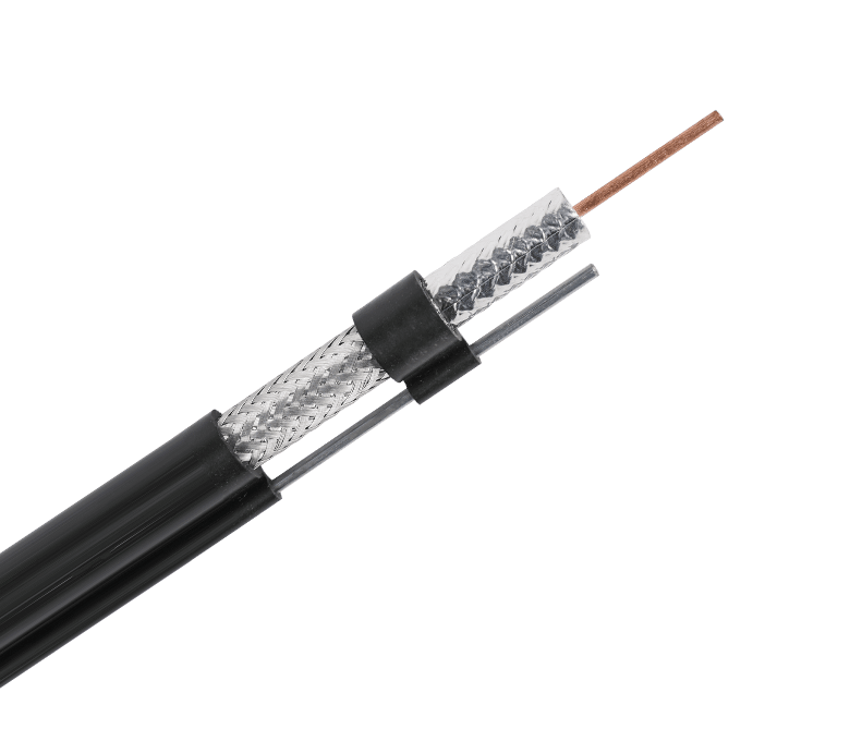 Cablu coaxial standard de 75 ohmi seria RG11M—Bandă unică și împletitură cu Messenger