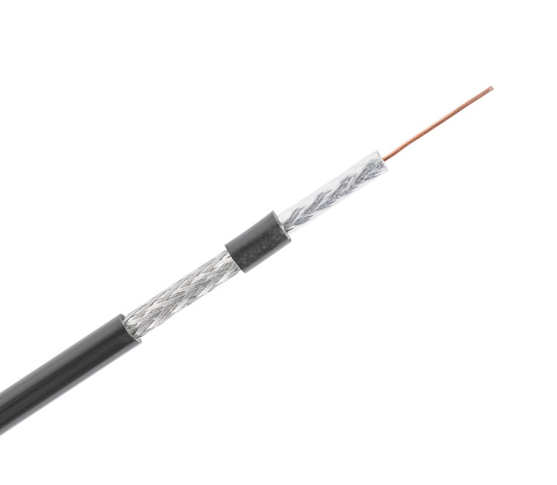 Cablu coaxial standard de 75 ohmi seria RG6—Bandă și împletitură unică